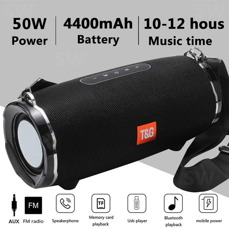 50W High Power TG187 Bluetooth Speaker Waterproof Portable Column For PC Computer Speakers Subwoofer Boom Box Music Center FM TF