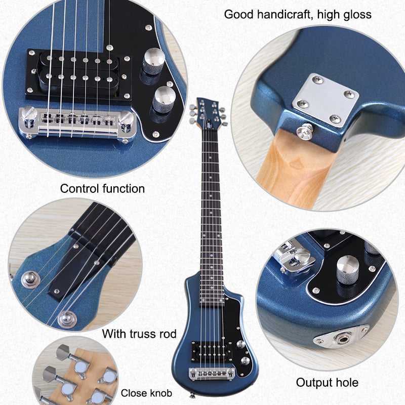 Good Quality Mini Electric Guitar Travel Guitar 34 Inch Basswood Body 6 Strings Wood Guitar High Gloss Red Blue Black Free Bag