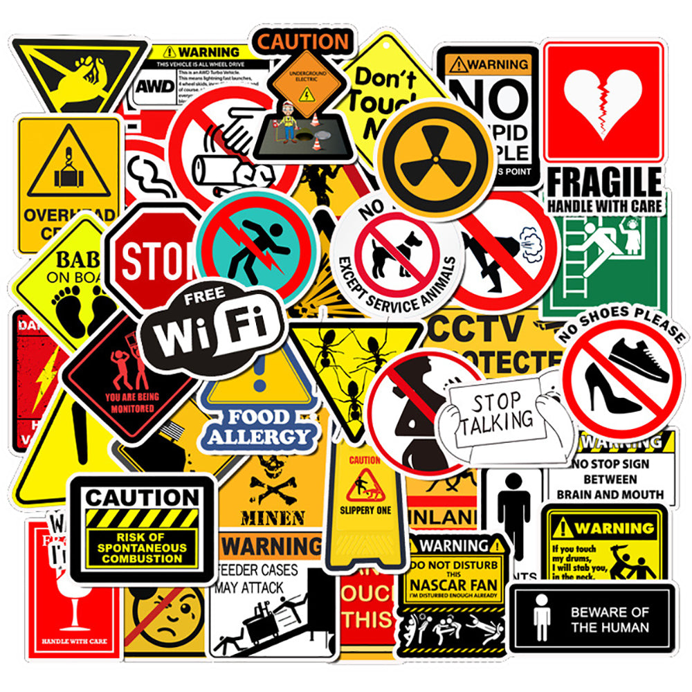 10/30/50PCS Warning Stickers Danger Banning Skateboard Fridge Guitar Laptop Motorcycle Travel Classic Toy Cool Decals Sticker