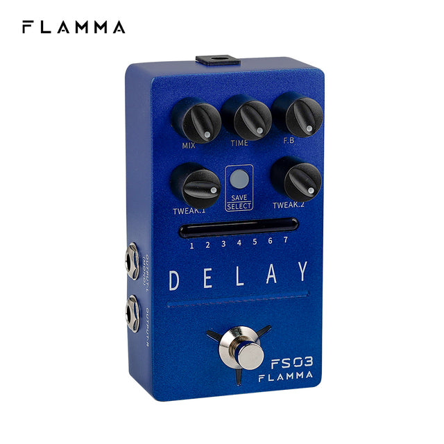 FLAMMA FS03 Guitar Delay Effects Pedal Stereo Delay Pedal 6 Delay Effects with 80s Looper Storable Presets Tap Tempo Trail on