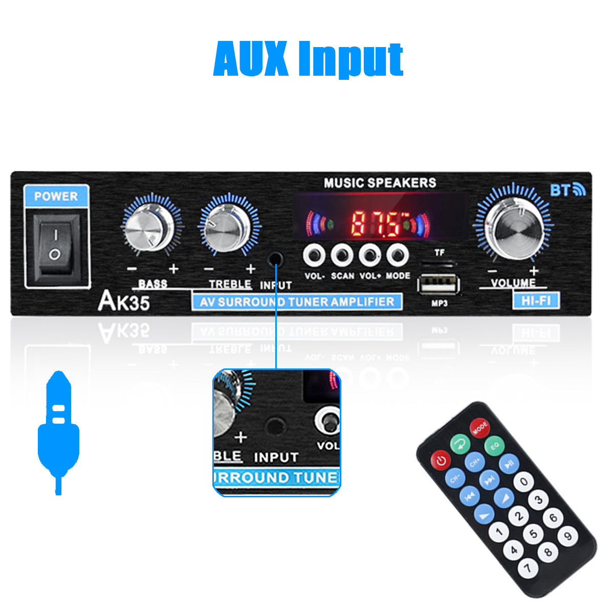 AK35 800W Home Digital Amplifiers Audio 110-240V Bass Audio Power bluetooth Amplifier Hifi FM USB Auto Music Subwoofer Speakers