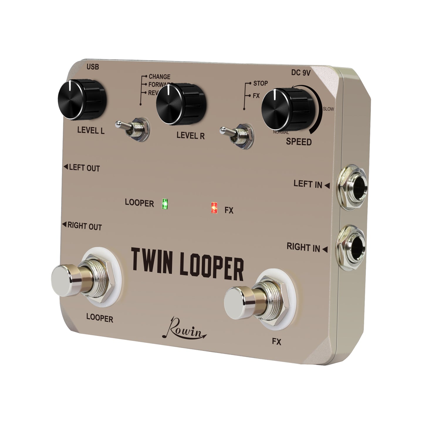 Rowin LTL-02 Twin Looper Pedal Upgrades Looper Pedals For Electric Guitar 10 Min Looping Unlimited Undo/Redo Function 11 Types