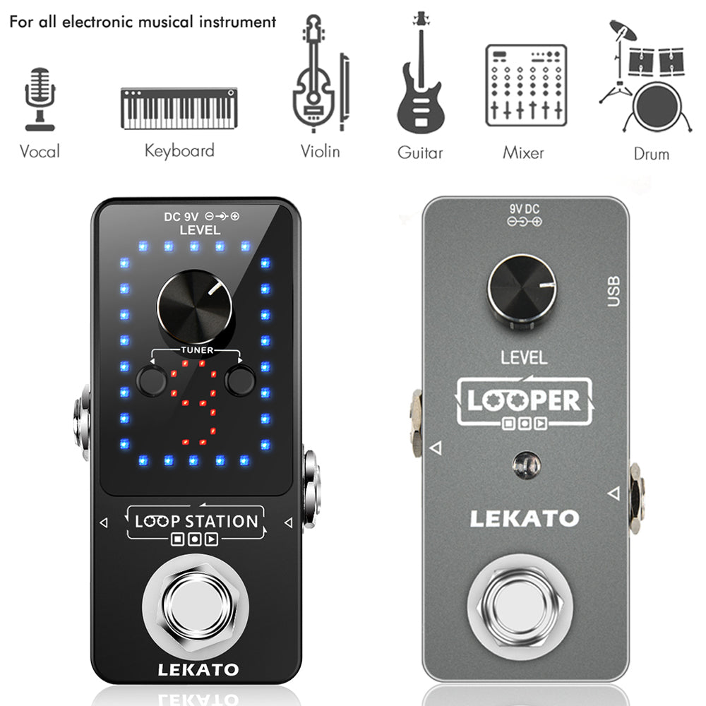 LEKATO Guitar Looper 9 Loops 40 Minutes Recording Time Loop Station with Tuner Unlimited Overdub Guitar Looper Effect Pedal