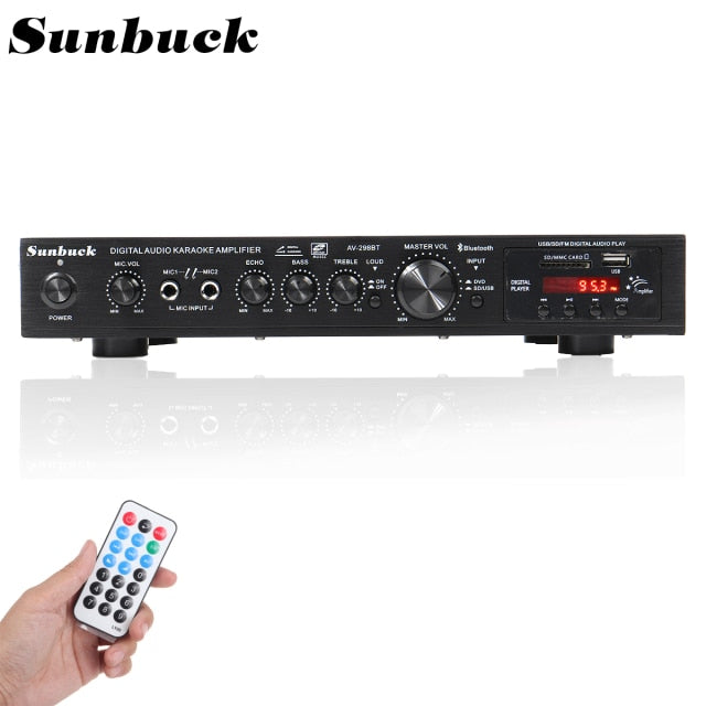 298B bluetooth 5.0 Channel 2000W 5 Channel Audio Power Amplifier 220V AV Amp Speaker with Remote Control Support FM USB SD Cards