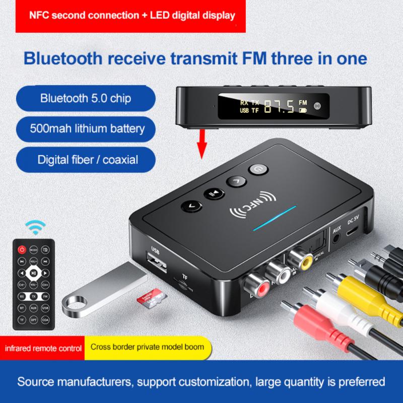 Bluetooth-compatible RCA Audio Receiver APTX LL 3.5mm AUX Jack Music Wireless Adapter With Mic NFC For Car Speakers Auto ON/OFF