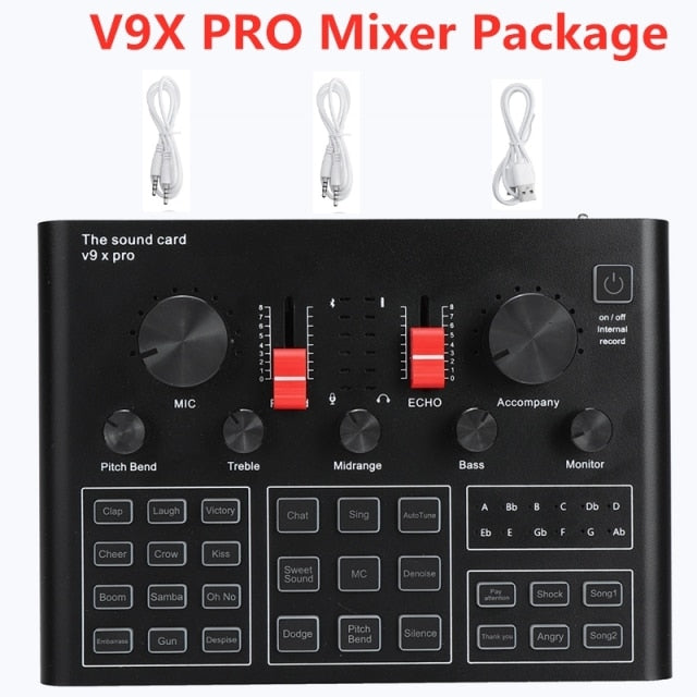 PRO Audio Mixer BM800 Condenser Microphone Live Sound Card BT USB Game DSP Recording Professional Streaming V9X Phone