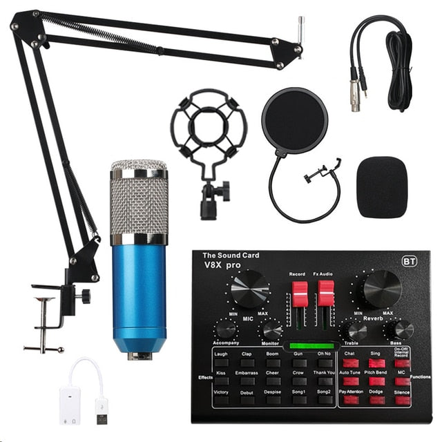 PRO Audio Mixer BM800 Condenser Microphone Live Sound Card BT USB Game DSP Recording Professional Streaming V9X Phone