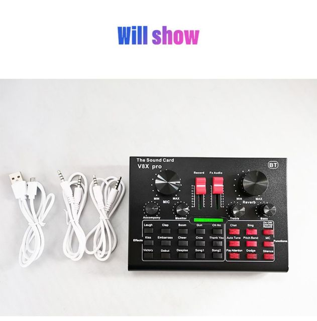 PRO Audio Mixer BM800 Condenser Microphone Live Sound Card BT USB Game DSP Recording Professional Streaming V9X Phone