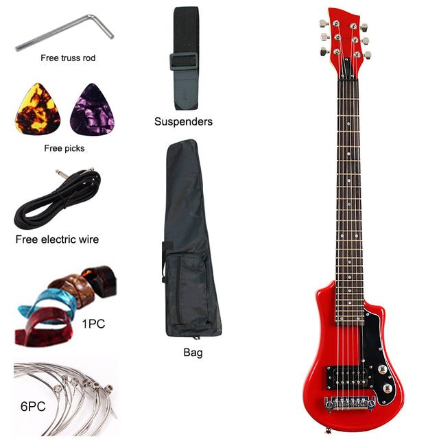 Good Quality Mini Electric Guitar Travel Guitar 34 Inch Basswood Body 6 Strings Wood Guitar High Gloss Red Blue Black Free Bag