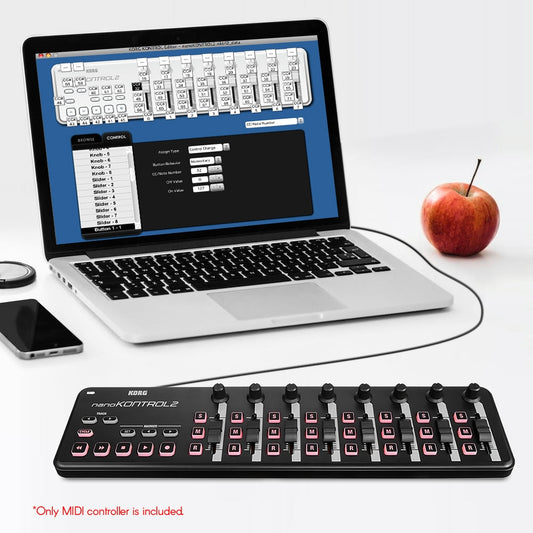 KORG nano KONTROL2 Slim-Line USB Controller Portable MIDI Control Surface with USB Cable