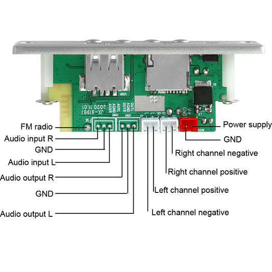 2*25W 50W Amplifier MP3 Player Decoder Board 6V-18V Bluetooth 5.0 Car FM Radio Module Support TF USB AUX