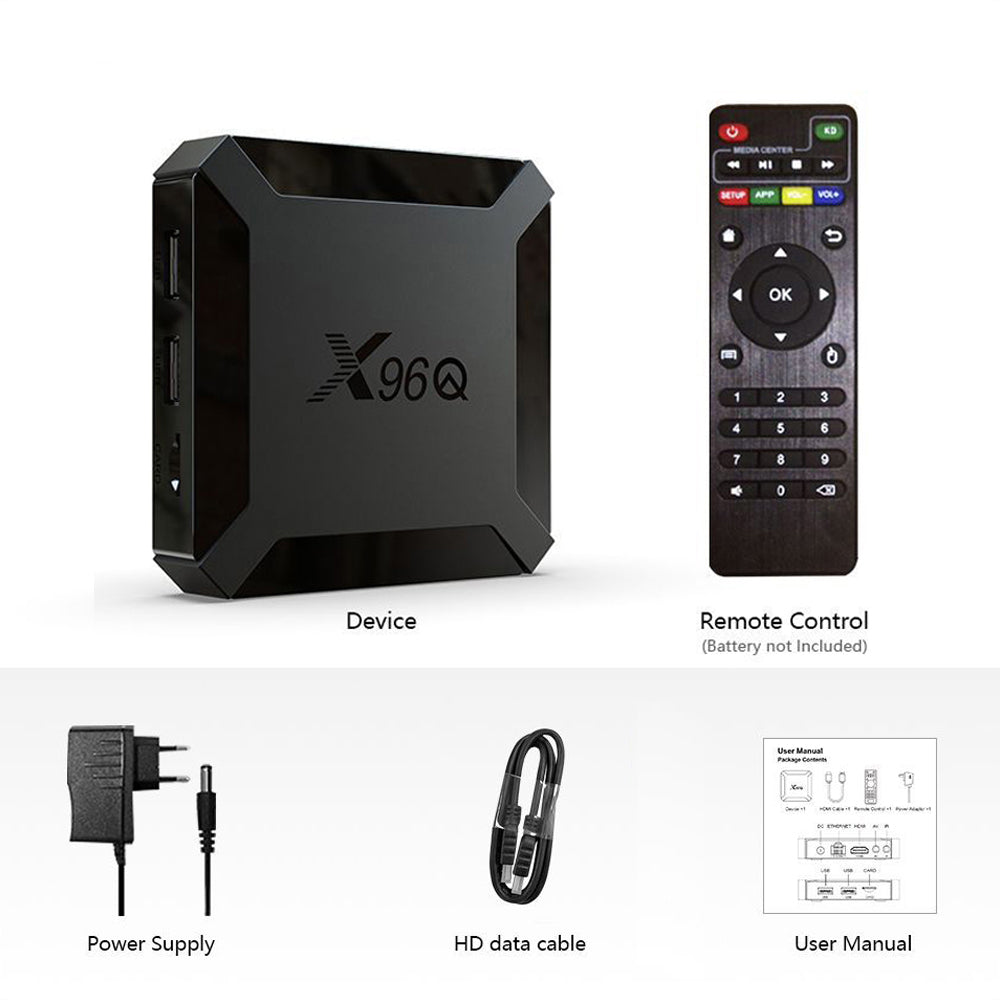 2021 TV Box Android 10 X96Q 4K 2.4G Wifi Allwinner H313 Quad Core Smart TV Box Media Player 16GB X96 Smart-tv Set-top Box