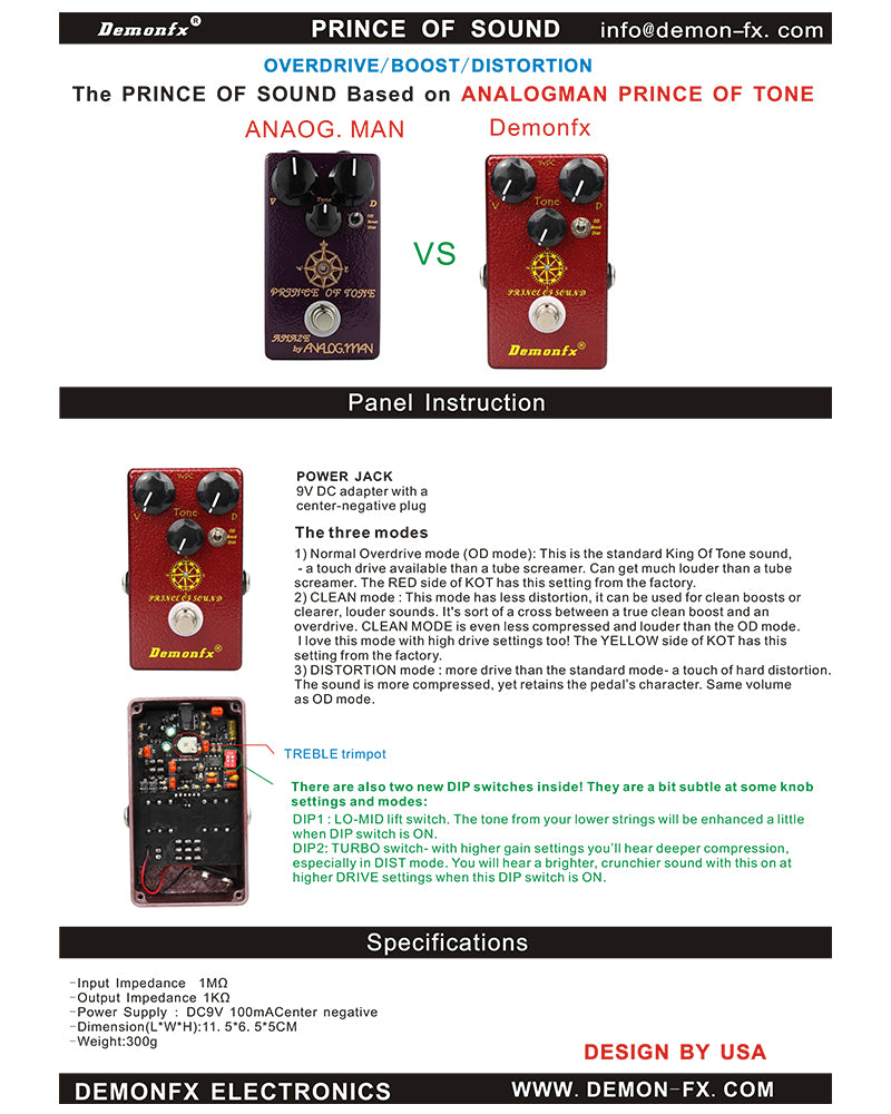 Demonfx Hand Made Guitar Effect Pedal Overdrive CE2 Chorus Distortion Delay And True Buypass