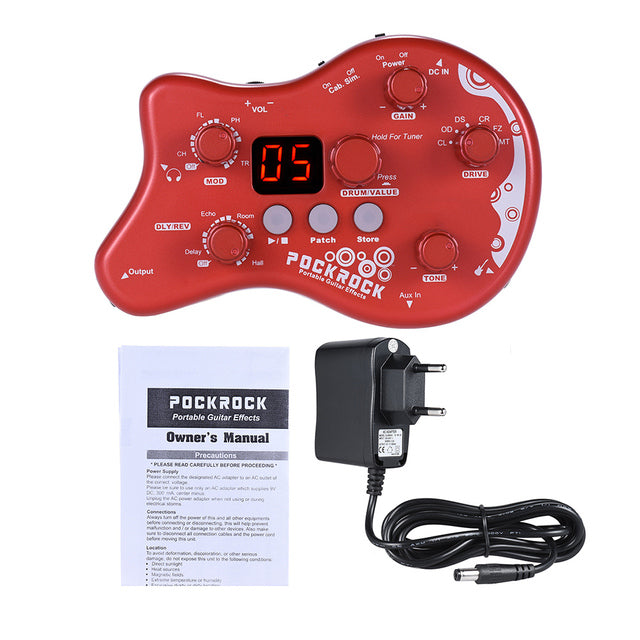 PockRock Guitar Multi-effects Processor Effect Pedal Guitar Pedal 15 Effect Types 40 Drum Rhythms with Power Adapter Hot