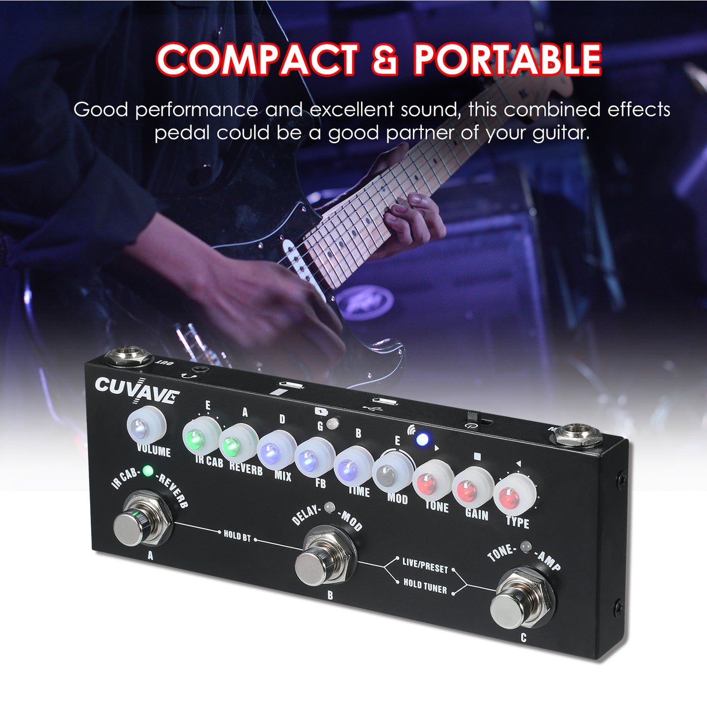 CUVAVE CUBE BABY Portable Multifunctional Electric Guitar Effect Pedal Combined Guitar Pedal Recording Audio Interface Function