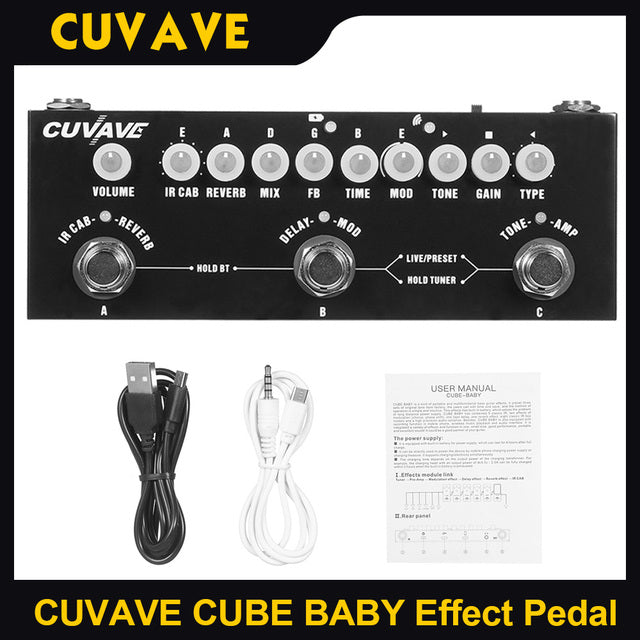 CUVAVE CUBE BABY Portable Multifunctional Electric Guitar Effect Pedal Combined Guitar Pedal Recording Audio Interface Function