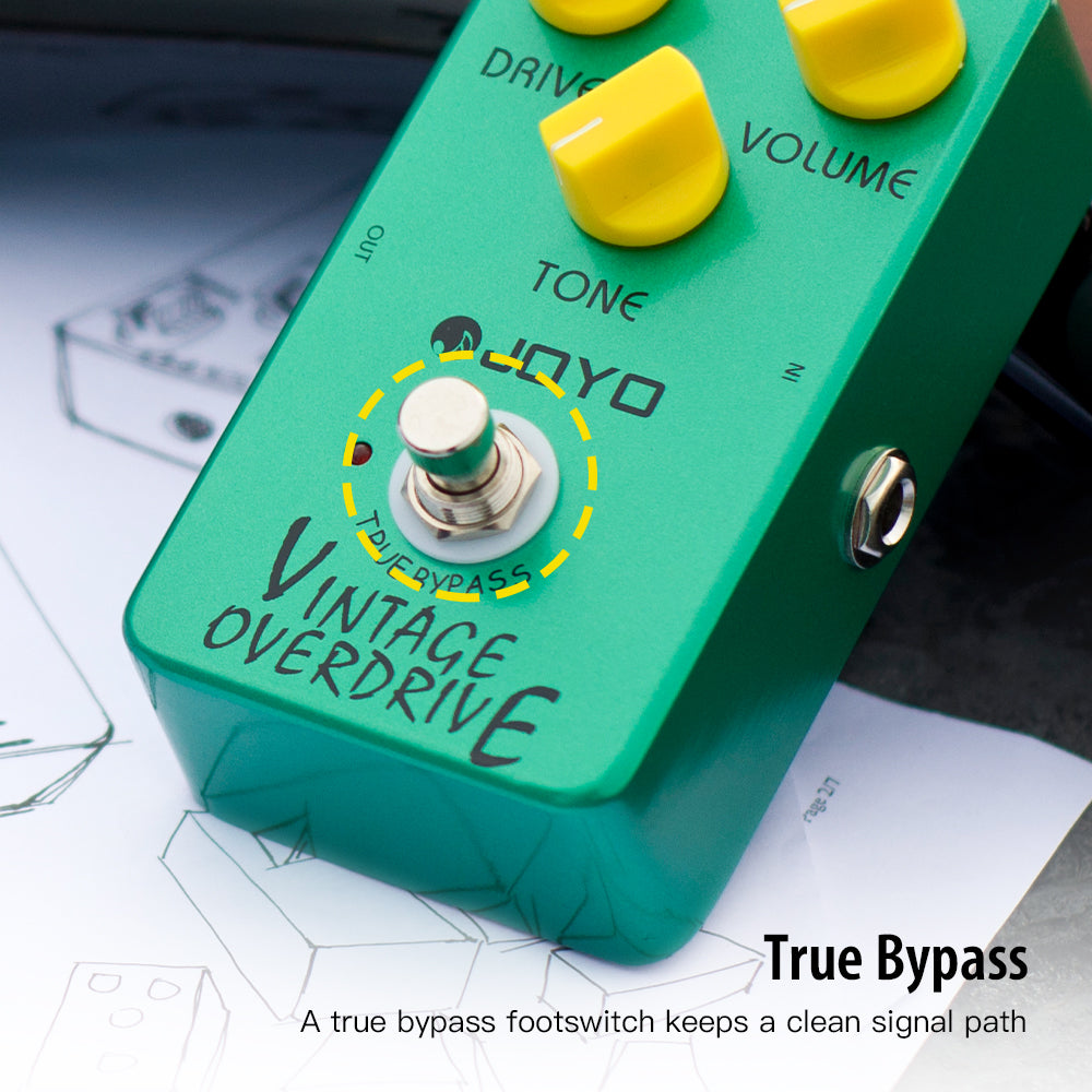 JF-01 Overdrive Effect Pedal. Classic Vintage Overdrive Pedal for Electric Guitar. Tube Screamer True Bypass