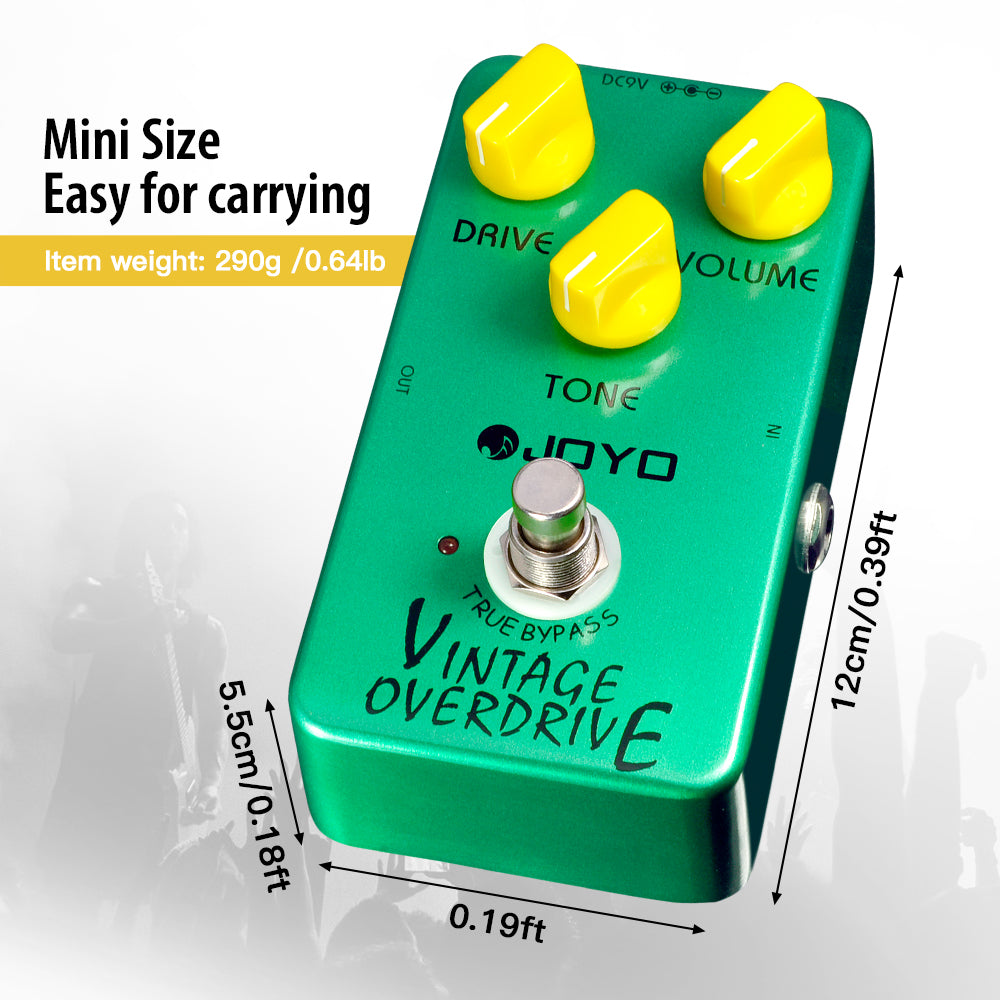 JF-01 Overdrive Effect Pedal. Classic Vintage Overdrive Pedal for Electric Guitar. Tube Screamer True Bypass