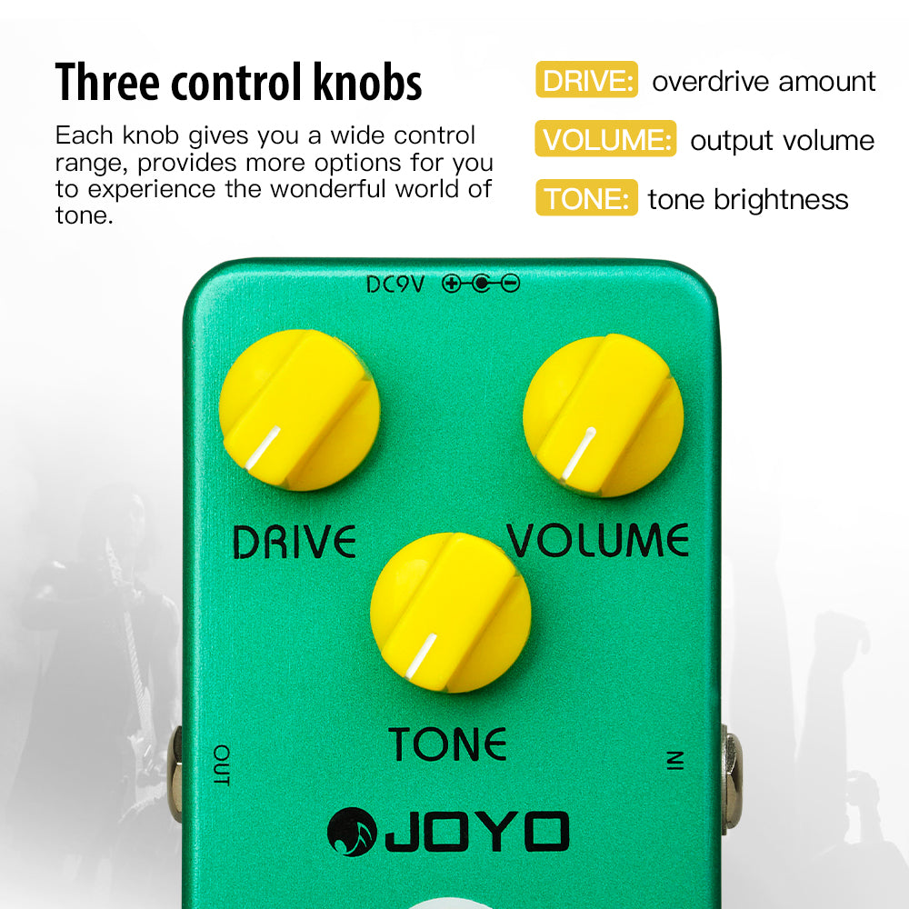 JF-01 Overdrive Effect Pedal. Classic Vintage Overdrive Pedal for Electric Guitar. Tube Screamer True Bypass