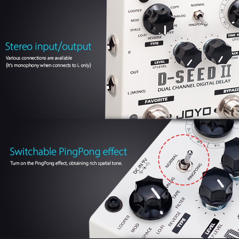 JOYO D-SEED-II Digital Delay Pedal For Electric Guitar Looper &amp; Delay Multi Effect Pedal TAP TEMPO Stereo Guitar Bass Pedal