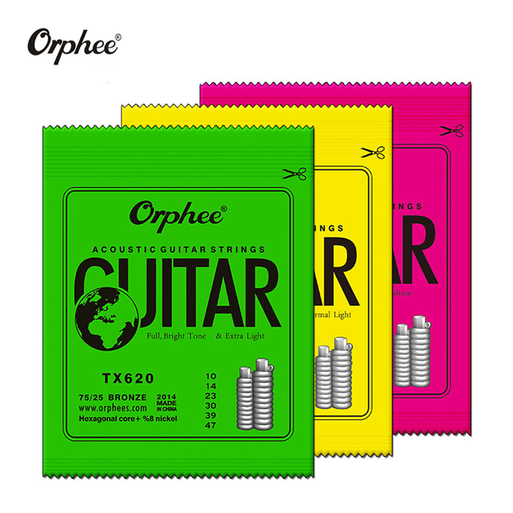 Orphee Strings for Acoustic Guitar TX Series Green Phosphor Folk Hexagonal Carbon Steel Metal String Guitar Parts Accessories