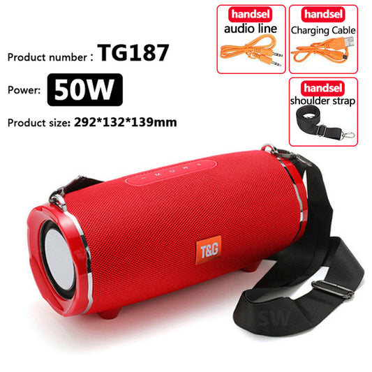 50W High Power TG187 Bluetooth Speaker Waterproof Portable Column For PC Computer Speakers Subwoofer Boom Box Music Center FM TF