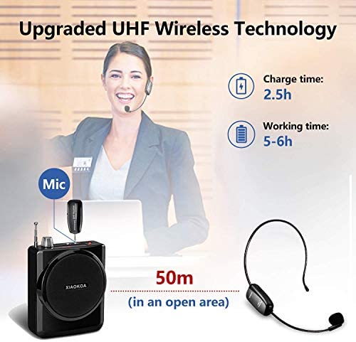 Wireless Microphone Headset UHF Wireless Mic Headset and Handheld 2 in1 160 ft Range for Voice Amplifier, Stage Speakers, Teach