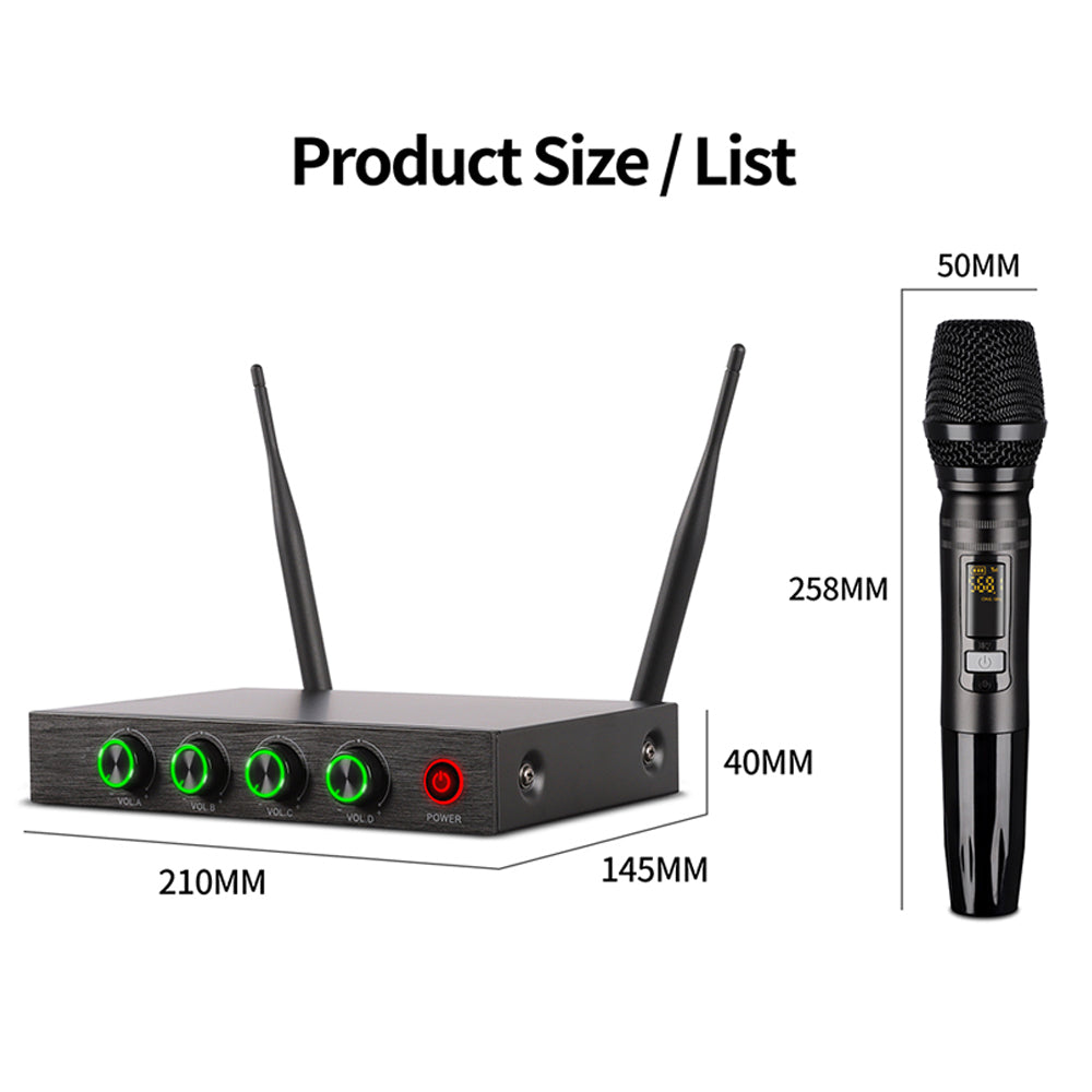 TKL Professional 4 Channel Wireless Microphone System For PA Speaker Home Karaok UHF Handheld Dynamic Mic Singing Party RU-80