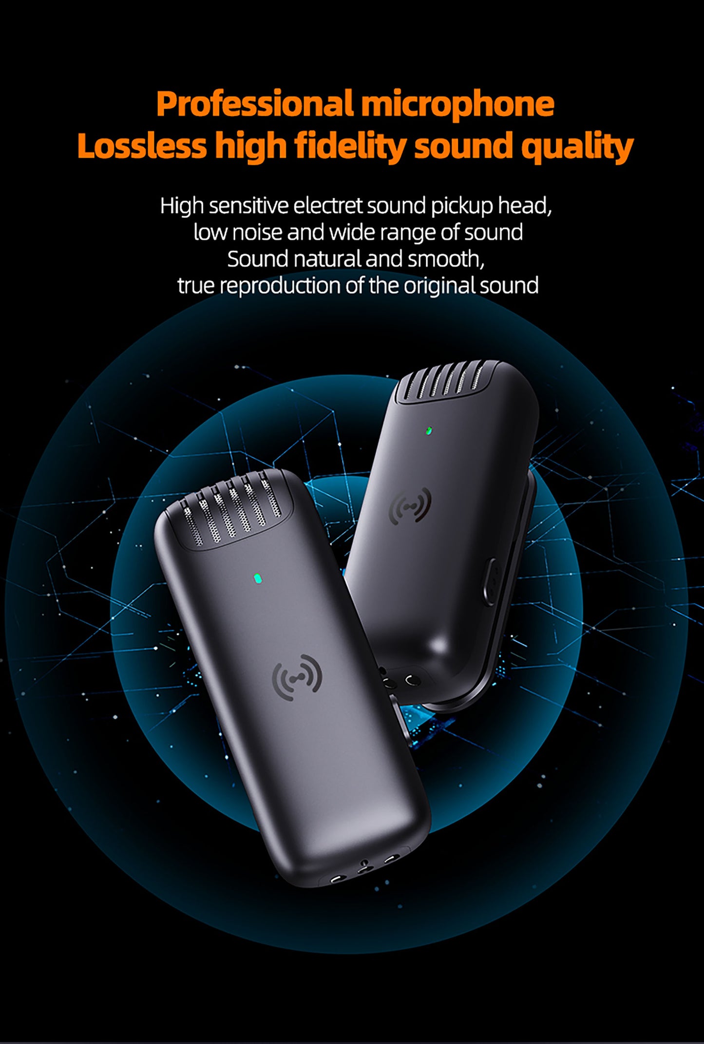 Professional Microphone Wireless Microphone Lavalier with Charging Compartment Recording Youtube Vlog Live for IOS Android J13