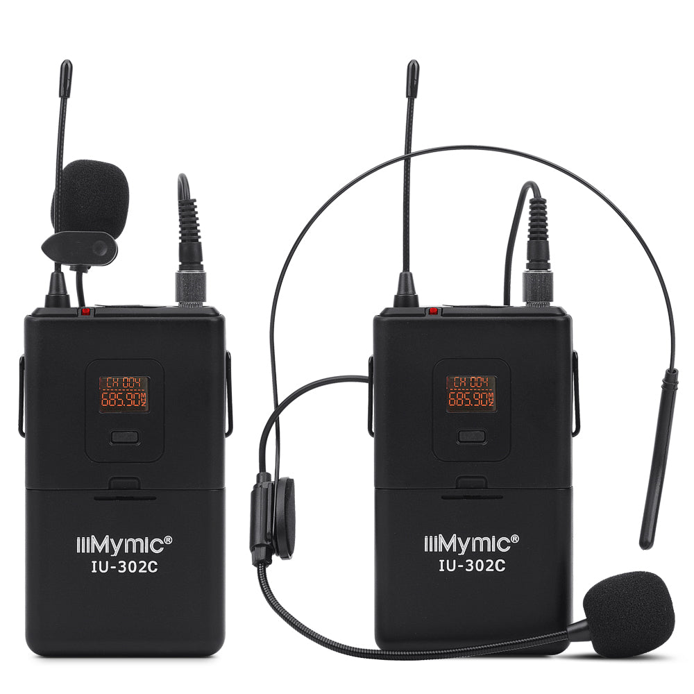 UHF Dual Channel 2 Lapel 2 Headset Mic Transmitter Professional Karaoke Wireless Microphone System for Speach Church DJ