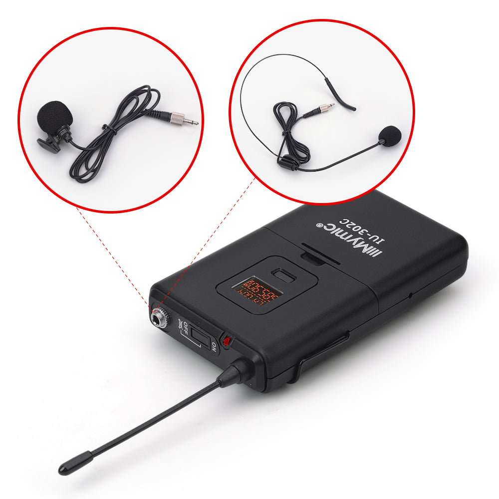 UHF Dual Channel 2 Lapel 2 Headset Mic Transmitter Professional Karaoke Wireless Microphone System for Speach Church DJ