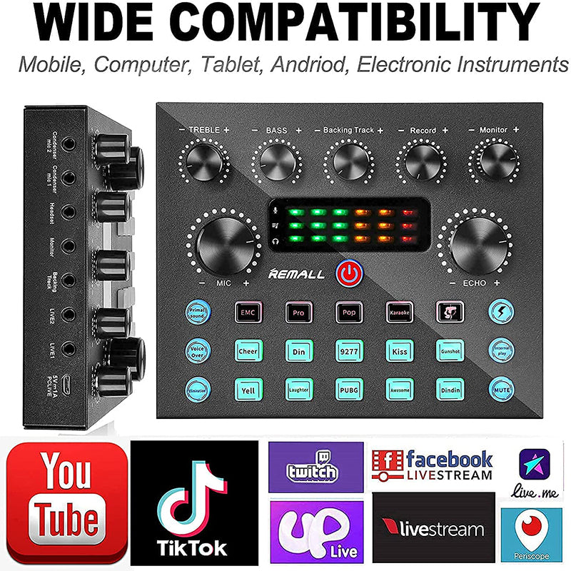 Audio Interface V8S Sound Card Kit Stereo Microphone Phantom Power Recording Sound Music Support Mainstream Live Software Mixer