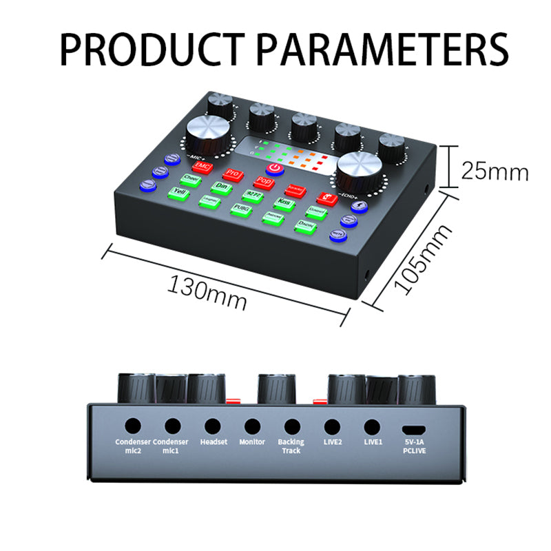 Audio Interface V8S Sound Card Kit Stereo Microphone Phantom Power Recording Sound Music Support Mainstream Live Software Mixer