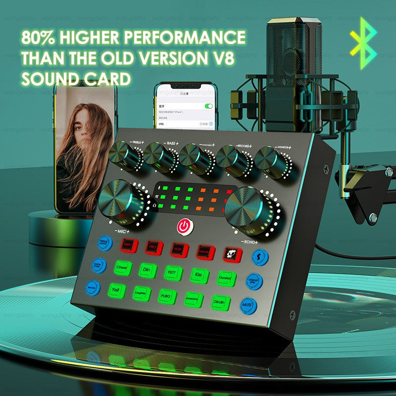 Audio Interface V8S Sound Card Kit Stereo Microphone Phantom Power Recording Sound Music Support Mainstream Live Software Mixer