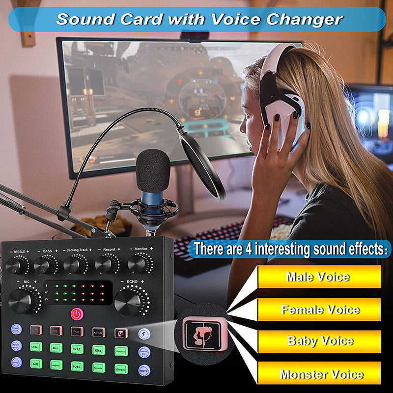 Audio Interface V8S Sound Card Kit Stereo Microphone Phantom Power Recording Sound Music Support Mainstream Live Software Mixer