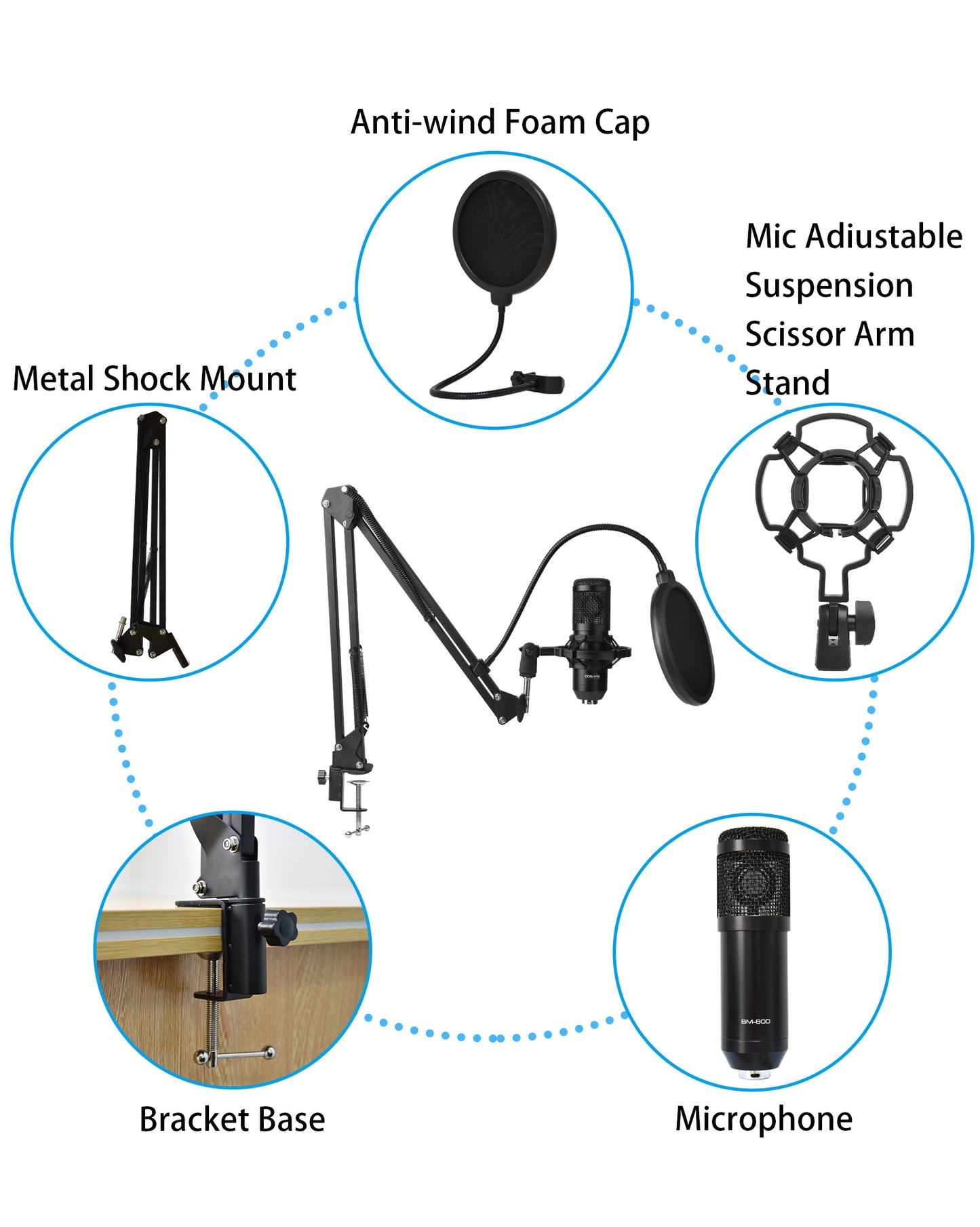 BM 800 Professional Studio Condenser Microphone Wireless Karaoke Microphone V8XPRO Sound Card PC Computer Phone MIC with Youtube